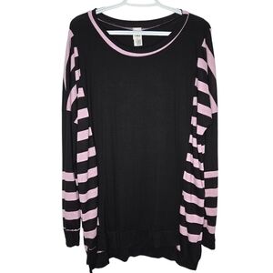Sew In Love Womens Black Purple Sparkle Striped Long Sleeve Top Size 2XL